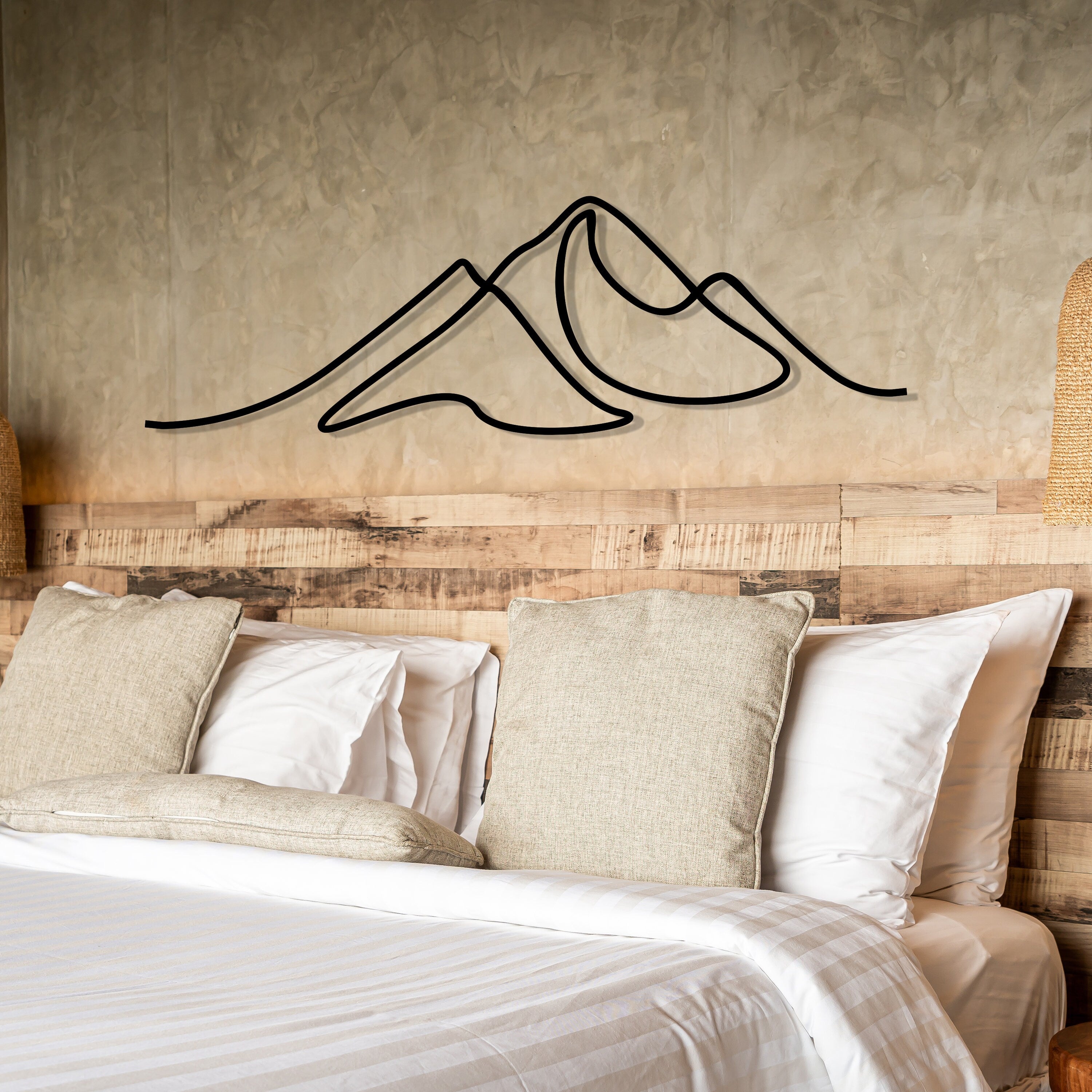 Mountain Metal Line Wall Art, Porch Metal Wall Deco, Metal Wire Wall Art, Unique Birthday Gift, Porch Wall Art, to Hang, Gift for him