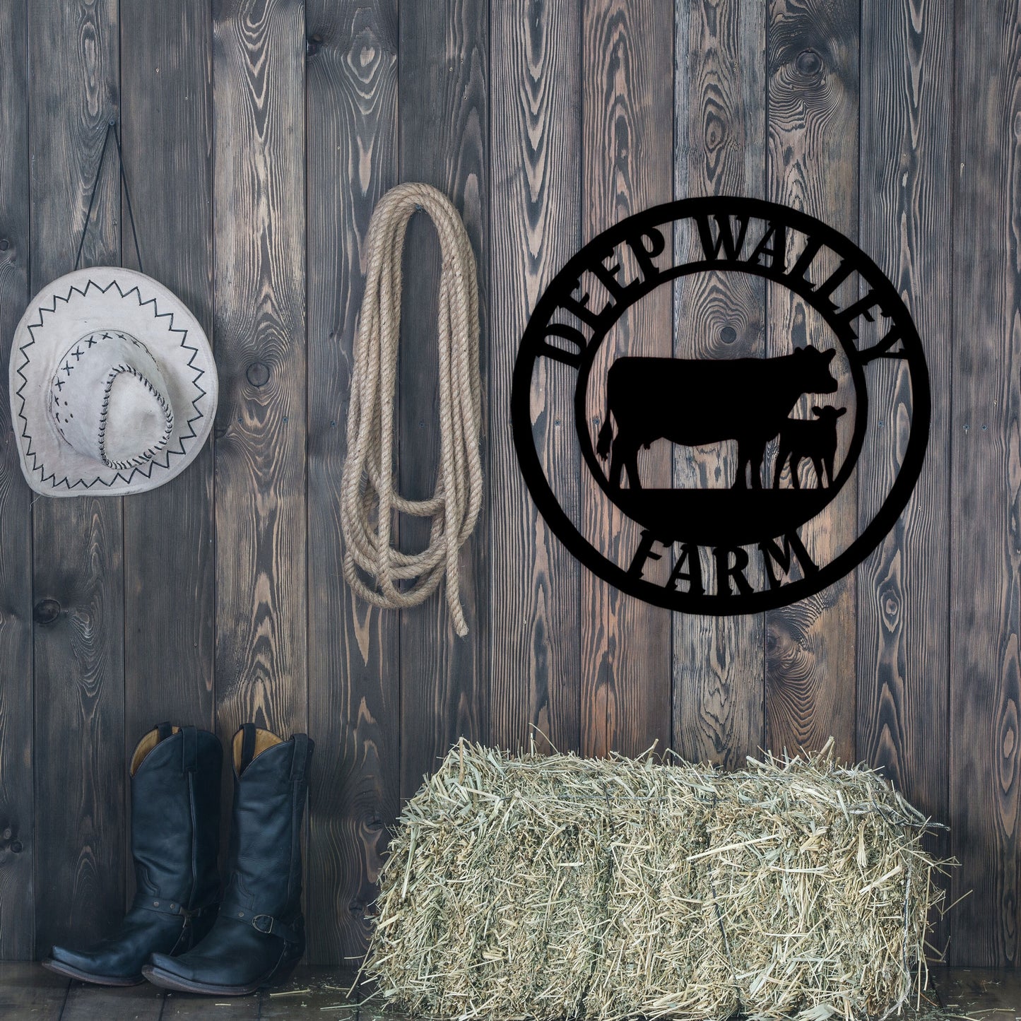 Personalized Cow Farm House Name Sign, Custom Metal Cow Ranch Name Sign, Unique Birthday Gift, Porch Metal Wall Art, Christmas Gift