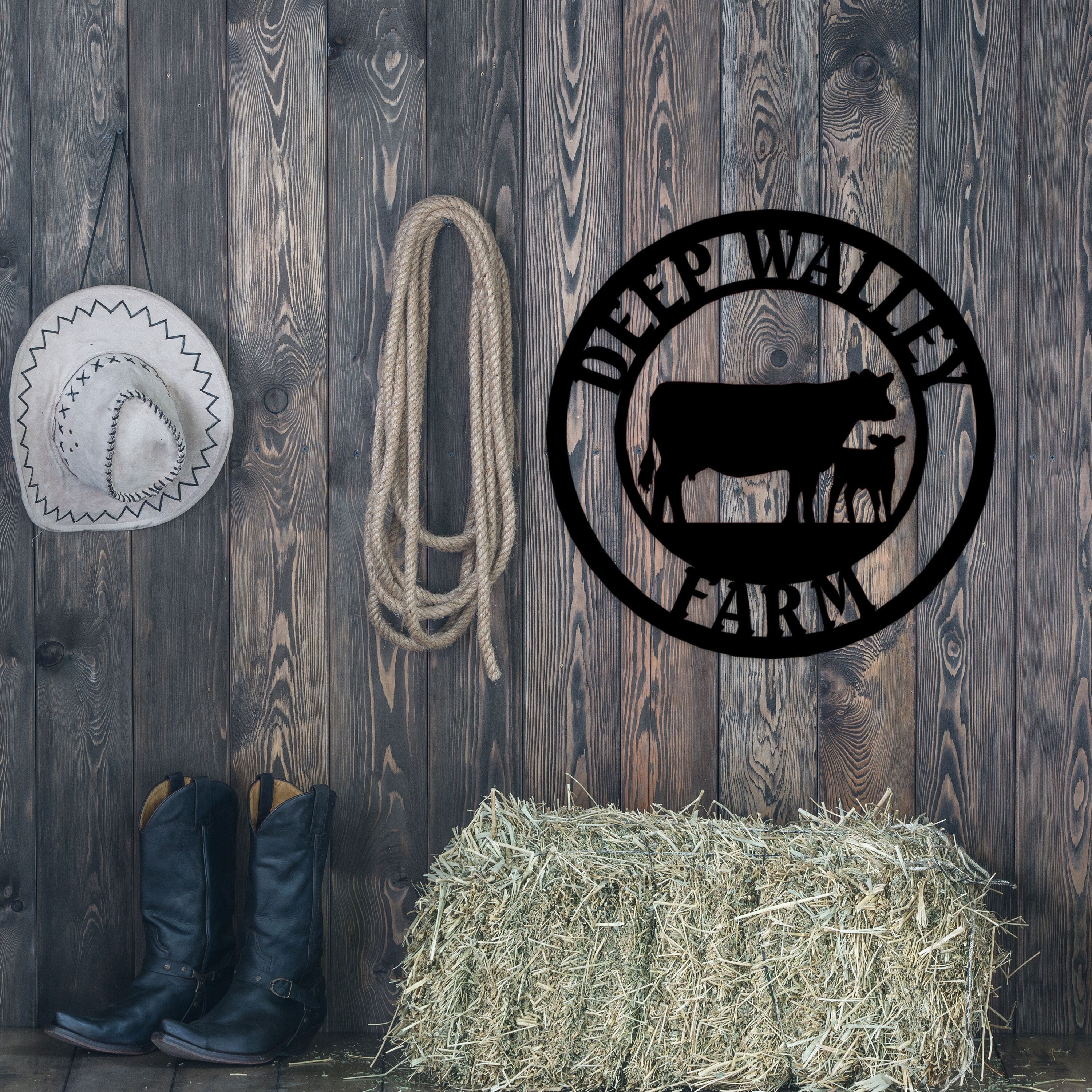 Personalized Cow Farm House Name Sign, Custom Metal Cow Ranch Name Sign, Unique Birthday Gift, Porch Metal Wall Art, Christmas Gift