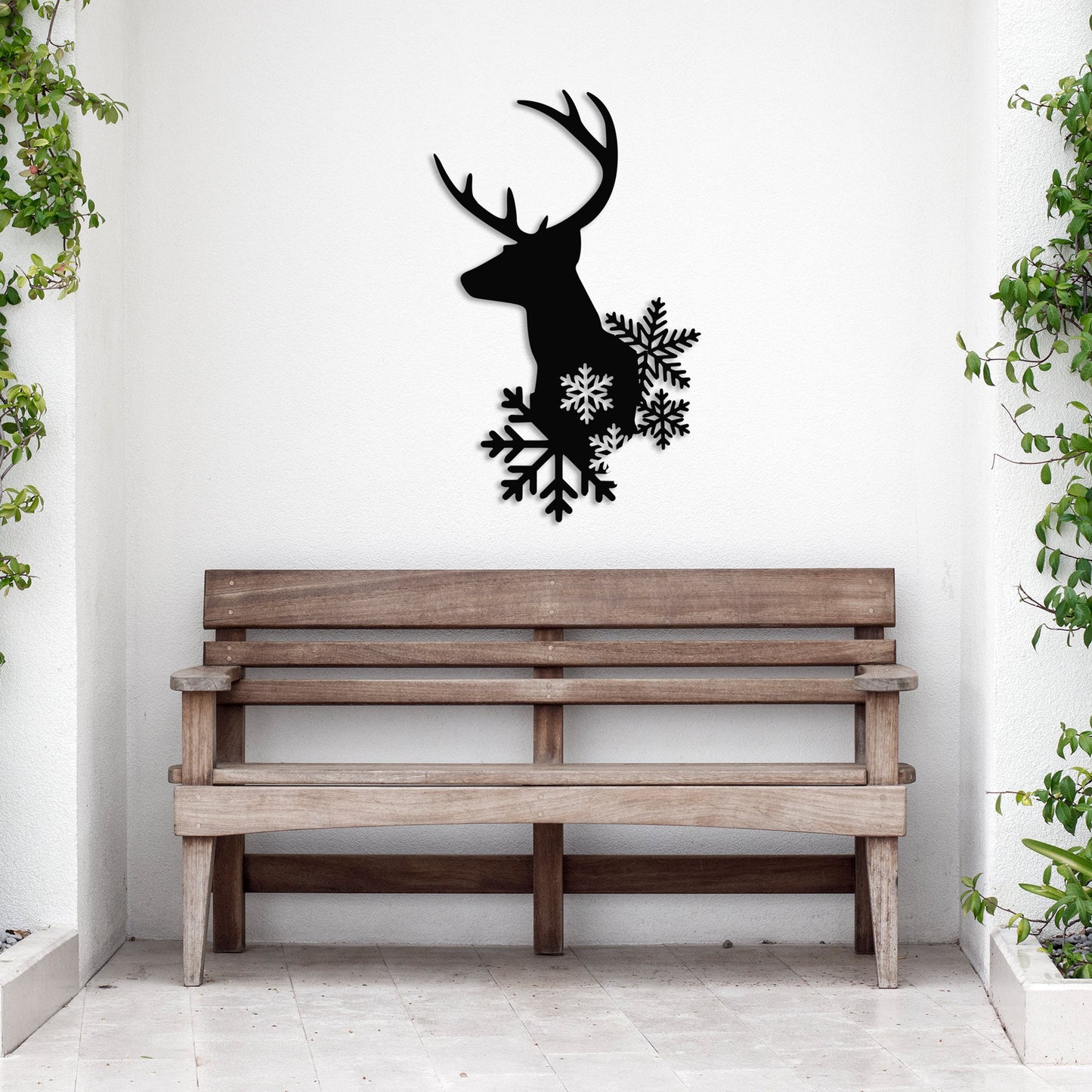 Deer and Snow Metal Wall Art, Deer Metal Wall Decor, Headboard Metal Wall Art, Porch Metal Wall Art, Gift for Her, National Pet Day Gift