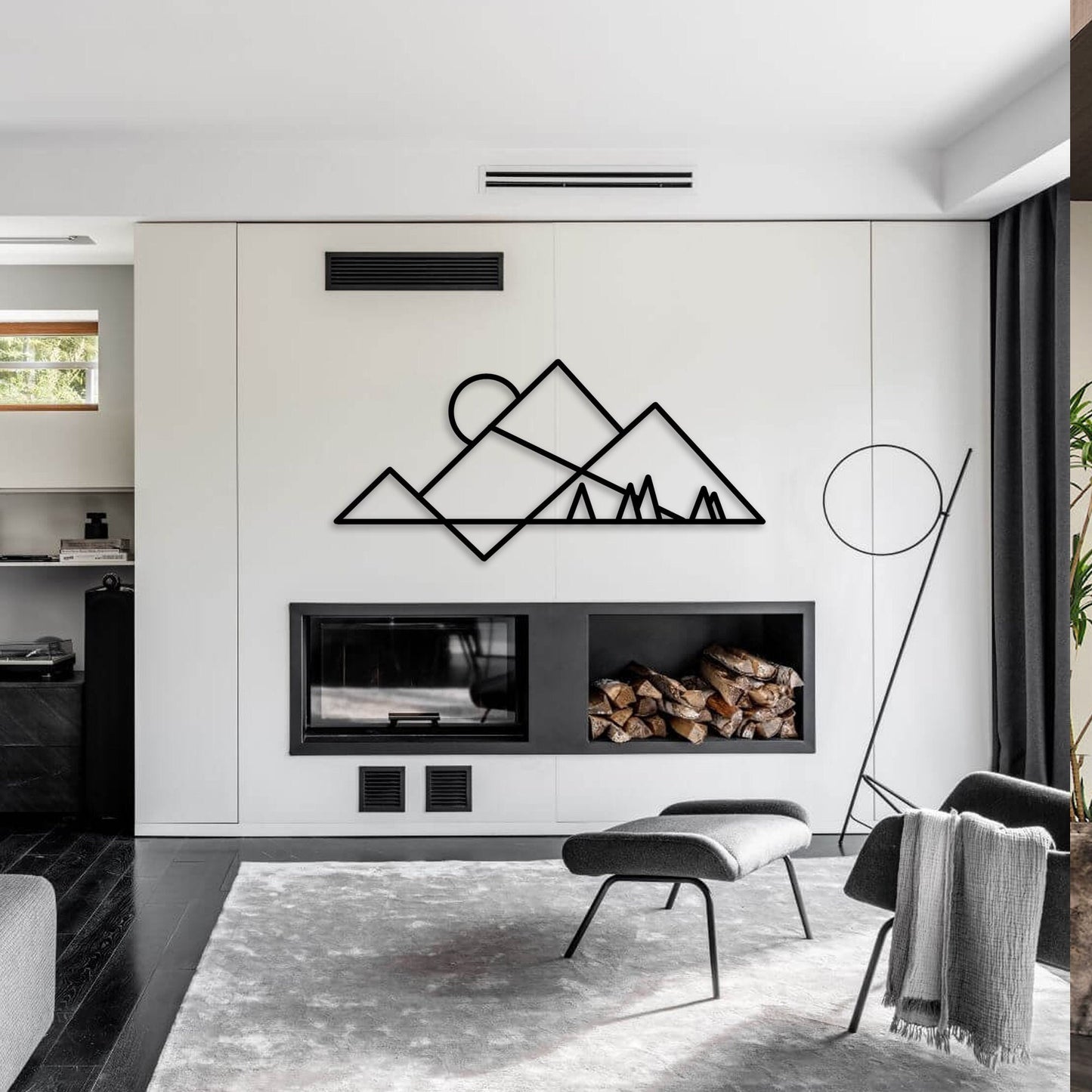 Geometric Mountain Metal Wall Art, Modern Metal Wall Decor, House Entry Metal Wall Art, Unique Birthday Gift, Valentines Day Gift