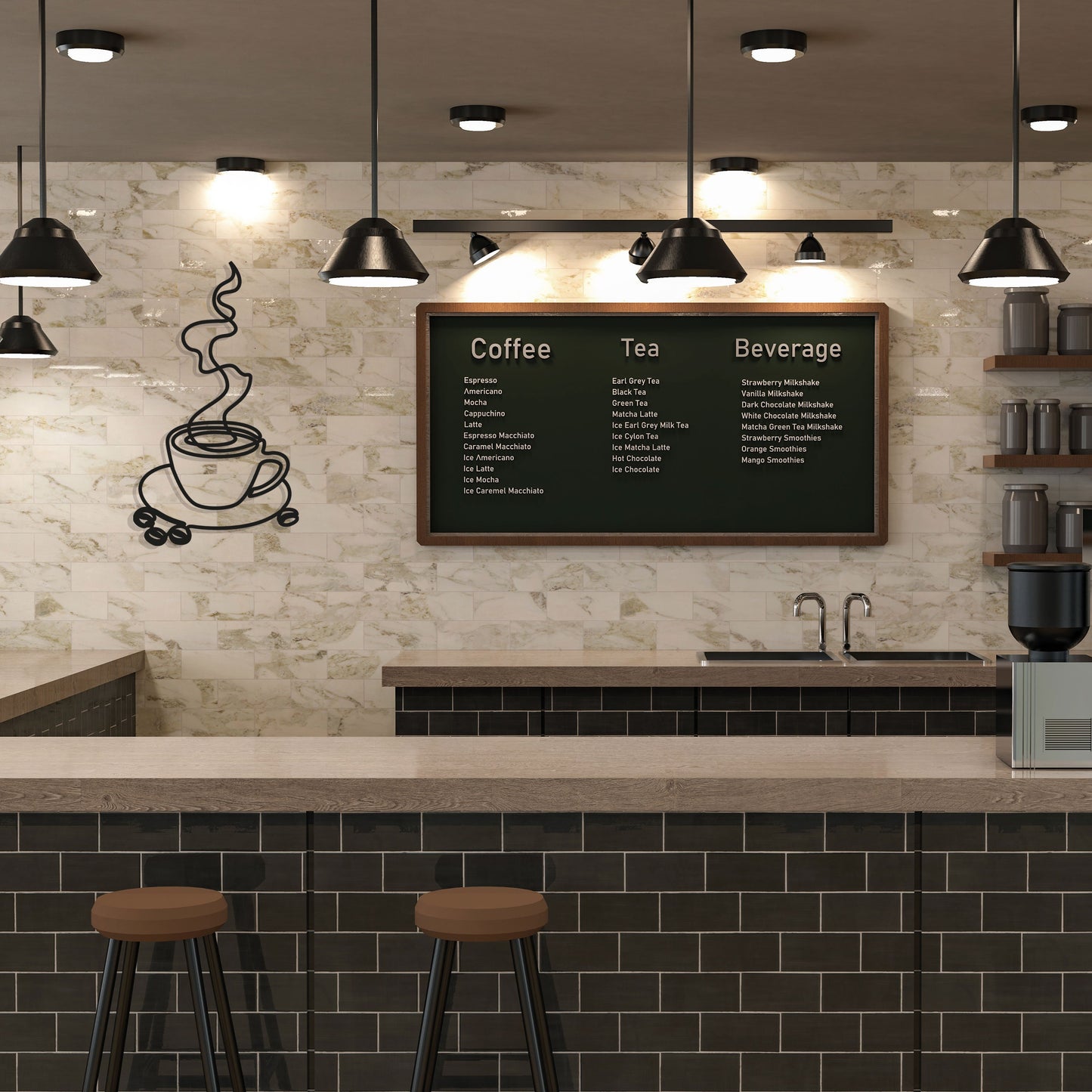 Coffee Metal Wall Art, Gift for my Wife, Kitchen Metal Line Decor, Unique Gift for Mom, Coffee Bar Metal Line Wall Art, Valentines Day Gift