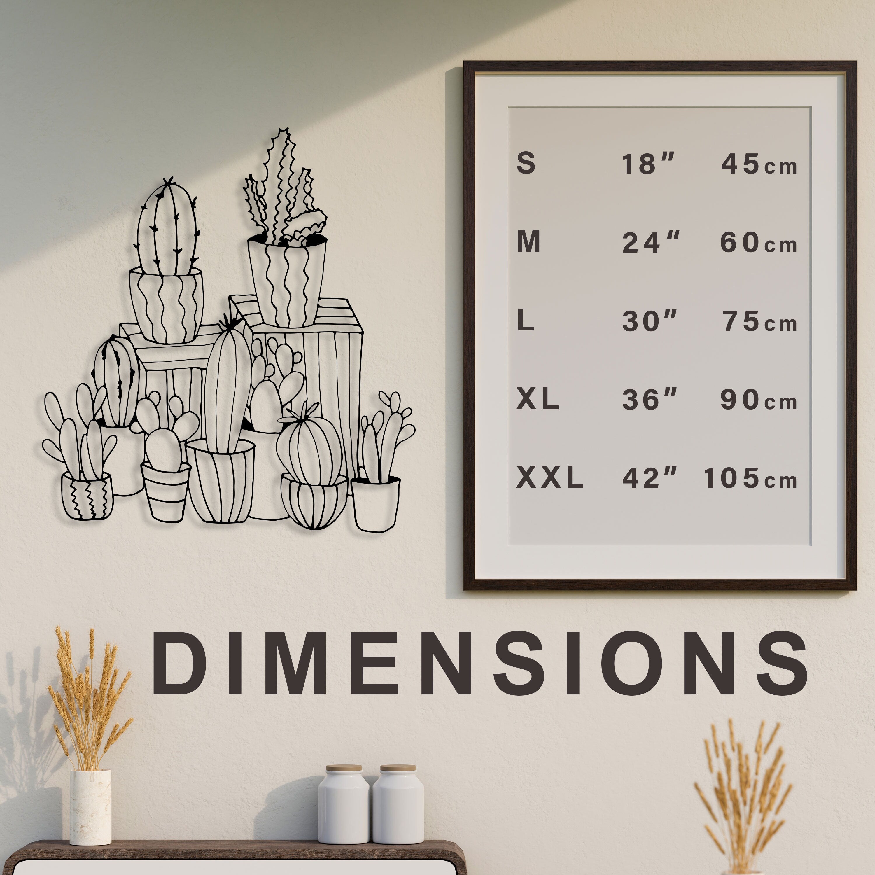 Cactus Metal Wall Art, Garden Metal Wall Decor, House Entry Wall Art, Cactus Metal Wall Art, Unique Birthday Gift, Valentine's Day Gift