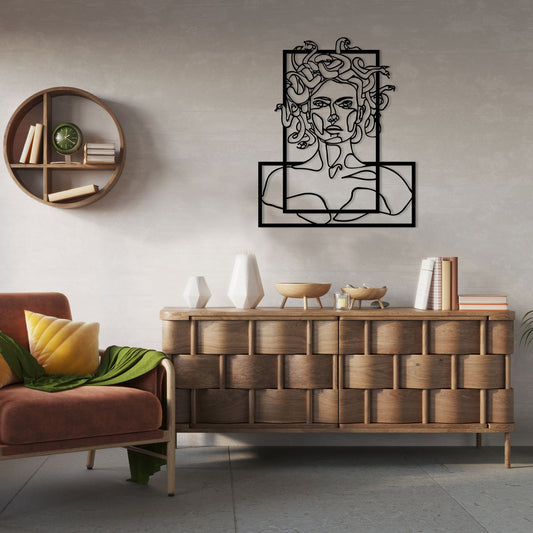 Metal Medusa Line Wall Art, Headboard Metal Wall Art, Mythology Greak Metal Wall Decor, Gift for Her, iconic Wall Art, Unique Birthday Gift