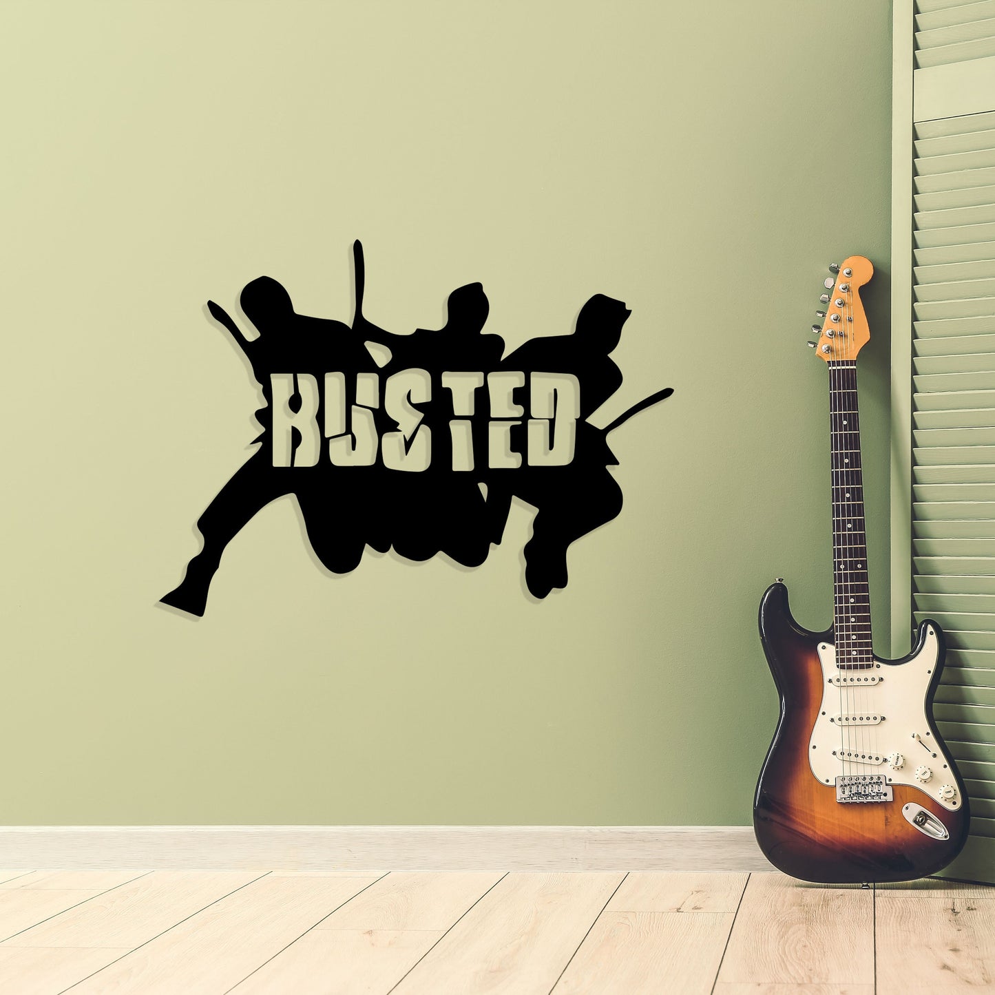 Busted Band Guitar Metal Wall Art, Rock n Roll Metal Wall Decor, Musican Lovers Gift, Bar Metal Decor, Valentine's Day Gift, Macthless Gift
