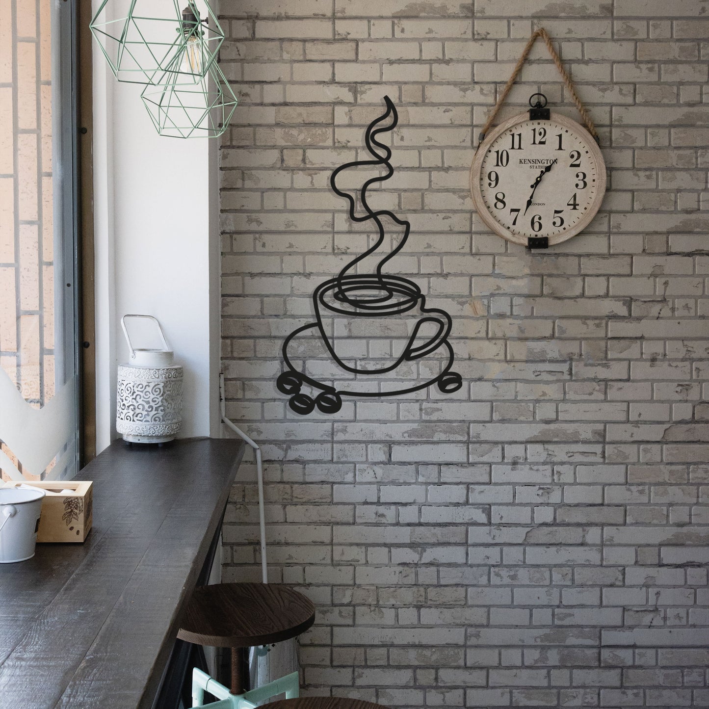 Coffee Metal Wall Art, Gift for my Wife, Kitchen Metal Line Decor, Unique Gift for Mom, Coffee Bar Metal Line Wall Art, Valentines Day Gift