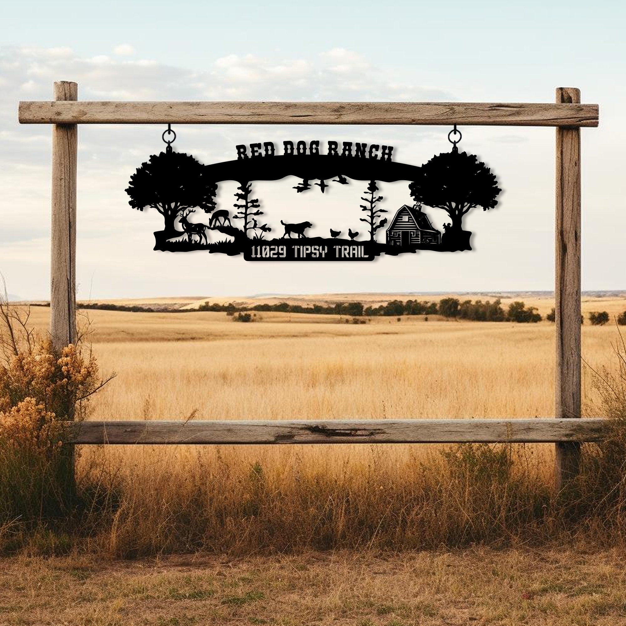 Personalized Ranch House Metal Sign, Custom Farmhouse Unique Metal Name, Ranch Name Metal Sign, Best Anniversary Gift, Christmas Gift