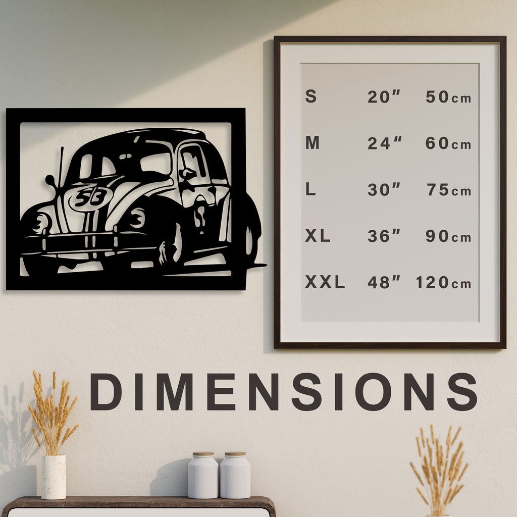 Beetle Metal Wall Art, Car Lovers Unique Metal Wall Decor, Garage Metal Wall Sign, Easy to Hang, Beetle Fans Birthday Gift, Bedroom Wall Art