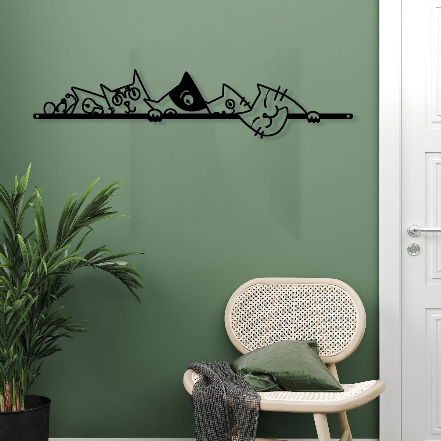 Nordic Cats Metal Line Wall Art, Cat Wire Metal Wall Decor, Cat House Decor, Childs Room Door Sign, Cat Lovers Birthday Gift, Christmas Gift