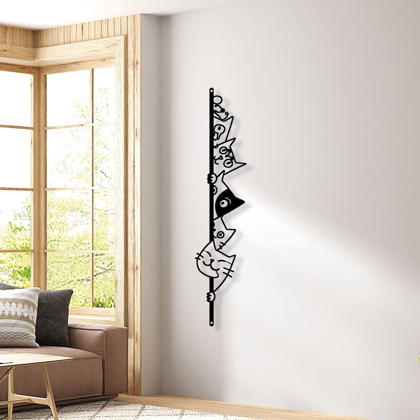 Nordic Cats Metal Line Wall Art, Cat Wire Metal Wall Decor, Cat House Decor, Childs Room Door Sign, Cat Lovers Birthday Gift, Christmas Gift