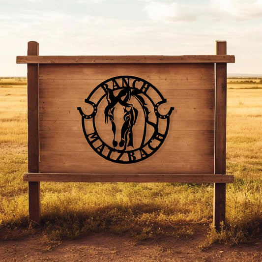 Custom Metal Horse Ranch Name Sign, Personalized Horse Farm Metal Sign, Horse Lovers Birthday Gift, Horse Farm Entry Sign, Christmas Gift