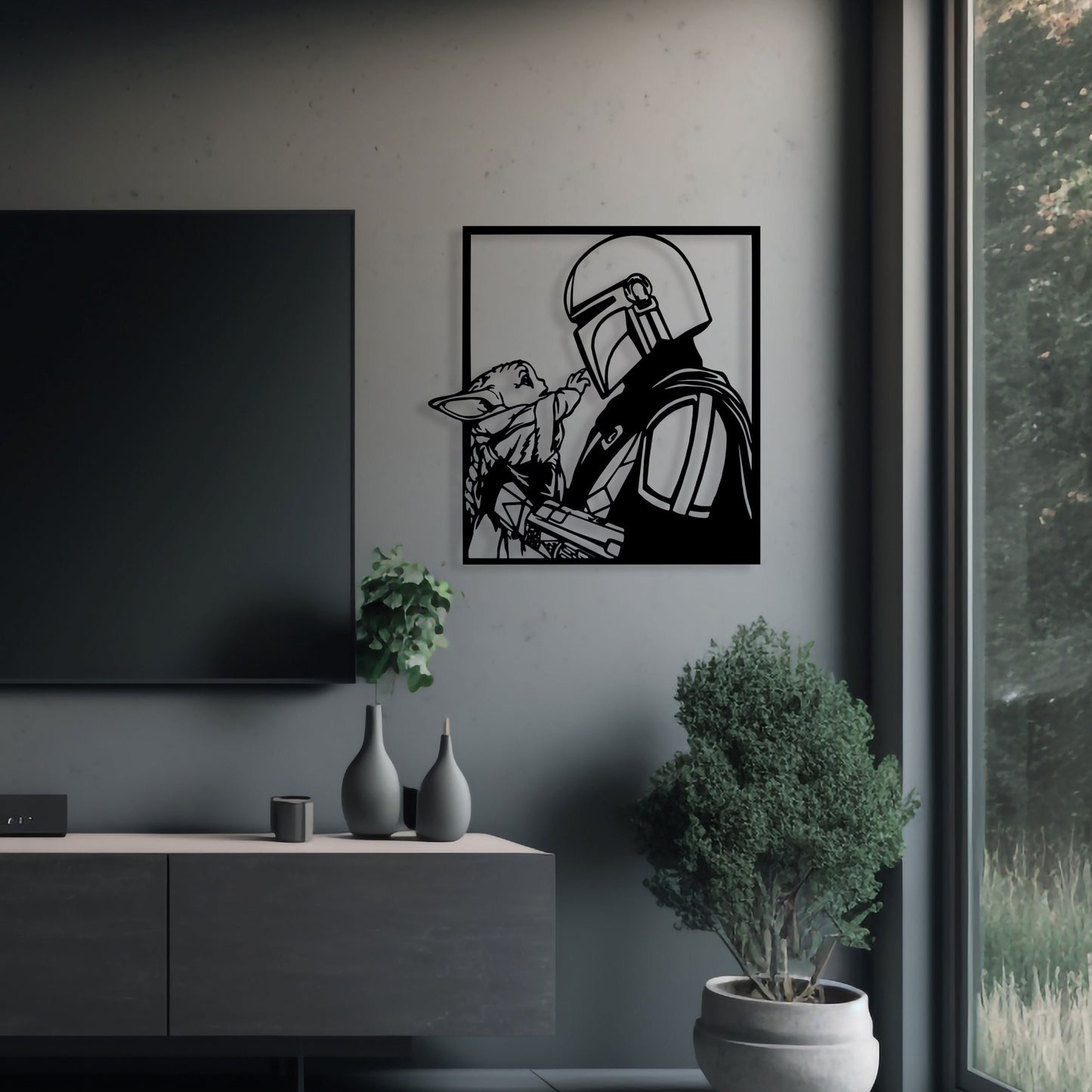 Mandolarian Grogu Metal Wall Art, Unique Birthday Gift, Star Wars Lovers Metal Wall Art,  Iconic Metal Decor, Gift for Her, Game Room Decor