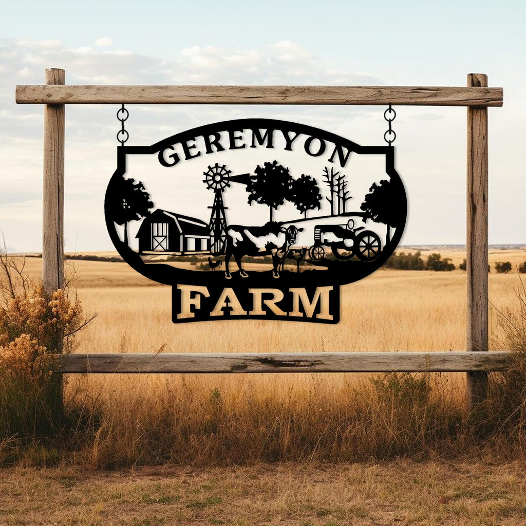 Custom Metal Ranch Name Sign, Personalized Farm Name Sign, Unique Custom Farm Sign, Christmas Gift, Anniversary Gift, Porch Metal Wall Art