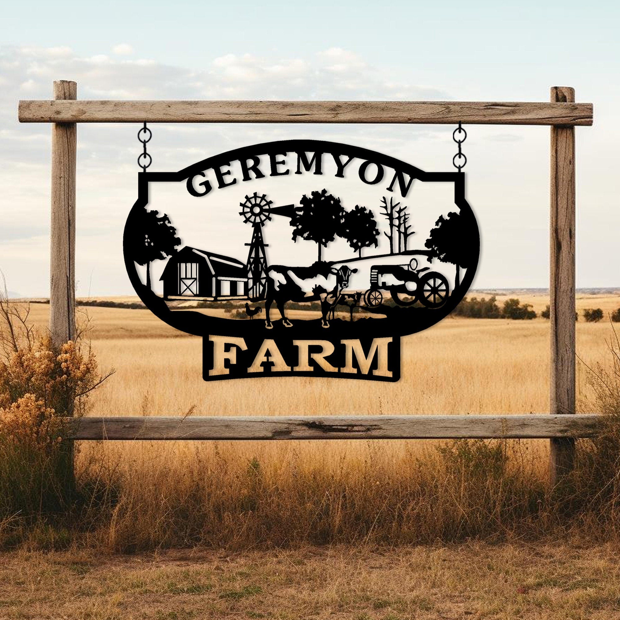 Custom Metal Ranch Name Sign, Personalized Farm Name Sign, Unique Custom Farm Sign, Christmas Gift, Anniversary Gift, Porch Metal Wall Art