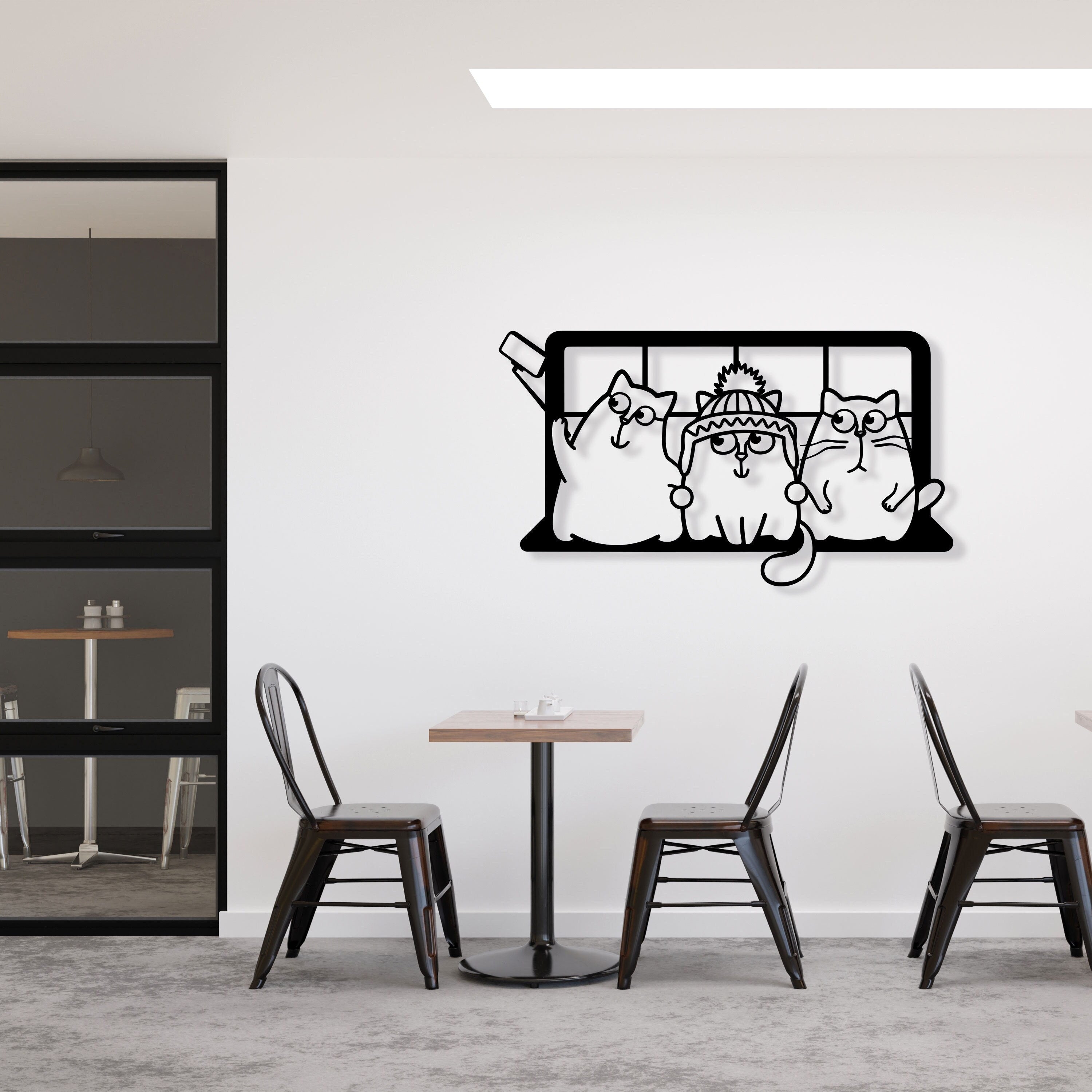 Cats Taking Selfies Metal Wall Art, Cat Lovers Birthday Gift, Nordic Cat Wall Art, Cat House Wall Art, Childsroom Door Sign, Christmas Gift