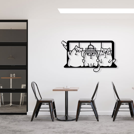Cats Taking Selfies Metal Wall Art, Cat Lovers Birthday Gift, Nordic Cat Wall Art, Cat House Wall Art, Childsroom Door Sign, Christmas Gift