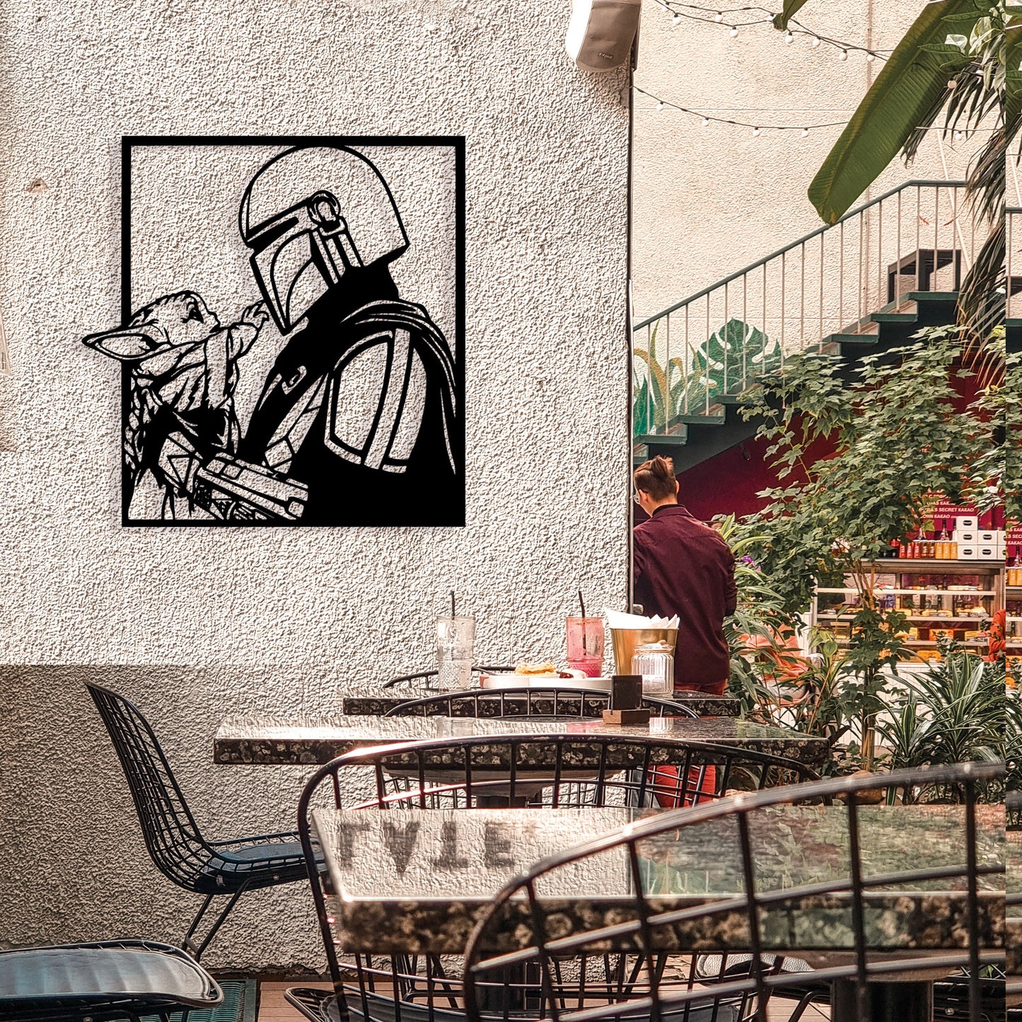 Mandolarian Grogu Metal Wall Art, Unique Birthday Gift, Star Wars Lovers Metal Wall Art,  Iconic Metal Decor, Gift for Her, Game Room Decor