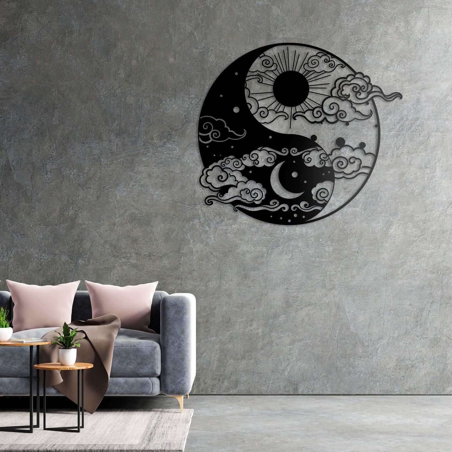 Ying Yang Metal Wall Art, Sun and Moon Home Decor, Day and Night Metal Wall Art, Yogo Room Wall Deco, Avatar Metal Art, Valentine's Day Gift