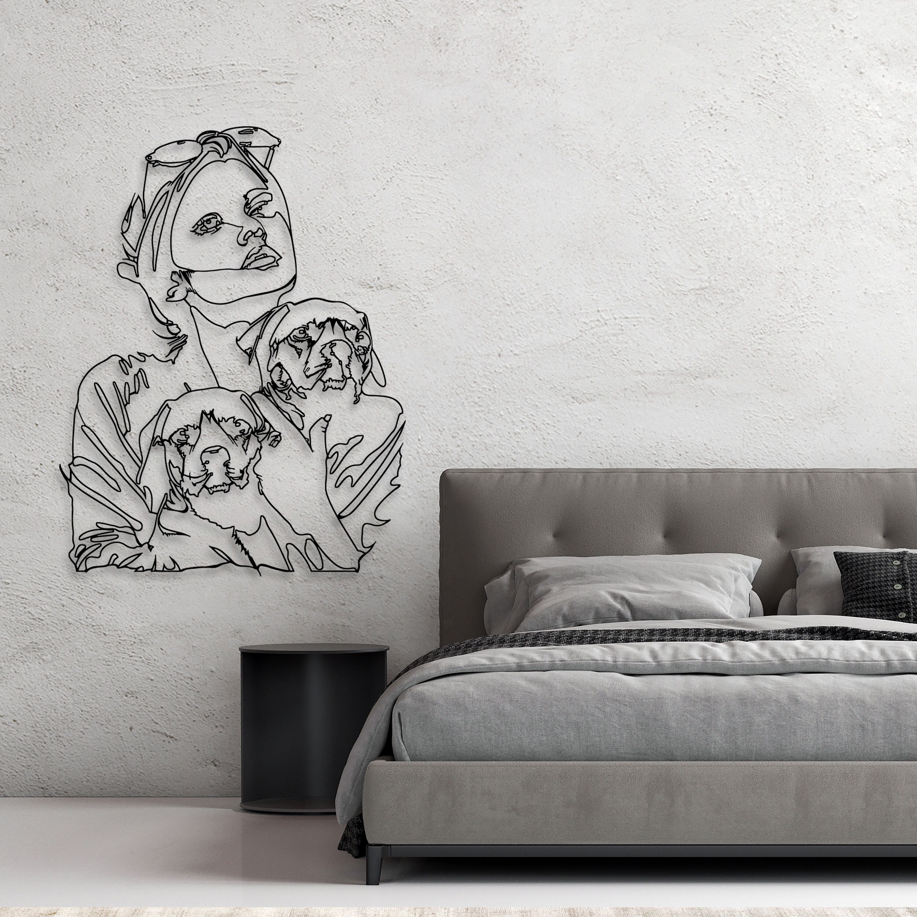 Woman With Two Dogs in Her Arms Metal Wall Art, Dog Lovers Birthday Gift, Woman and two dog Home Decor, Gift for Pet Lovers, Pet House Sign
