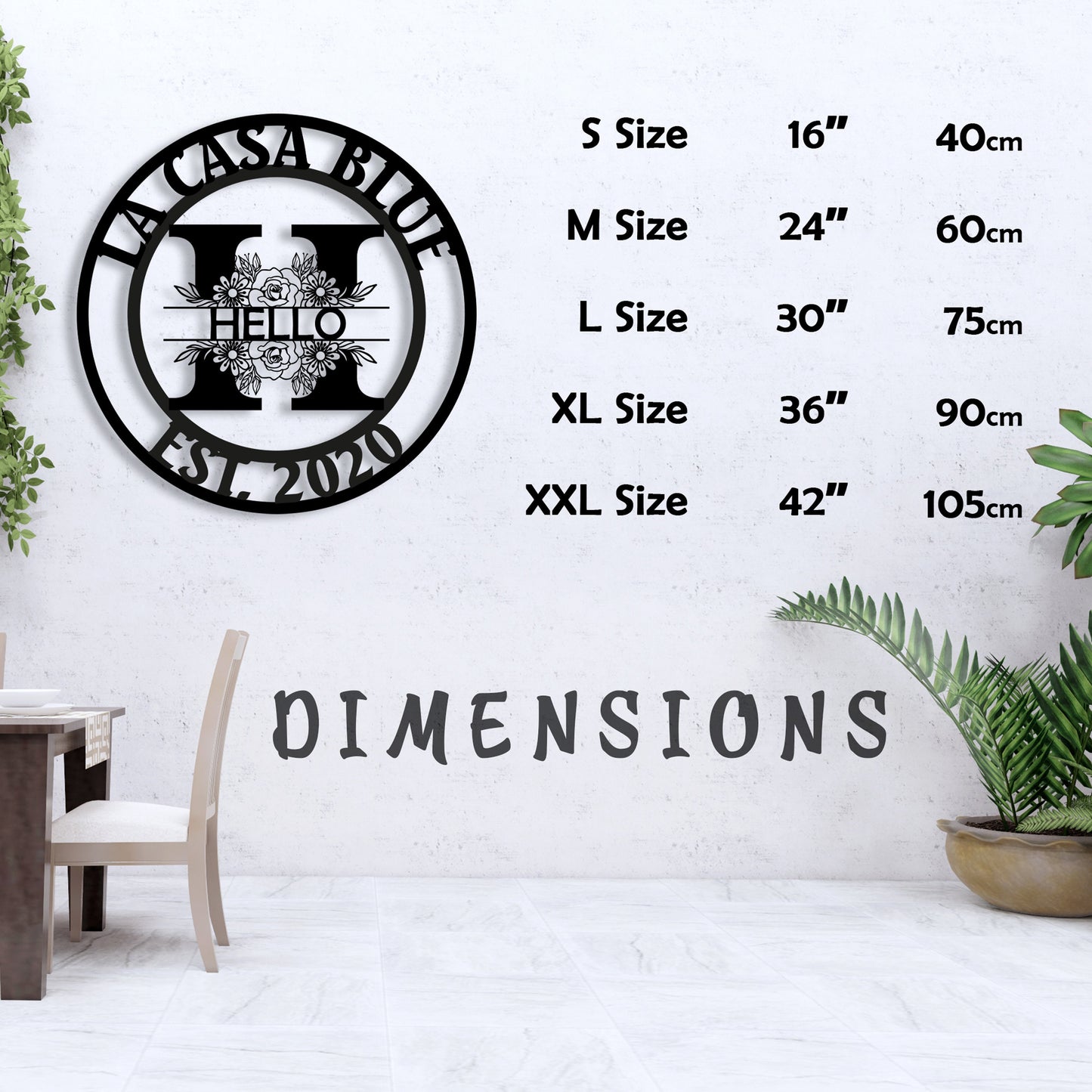 Personalized Family Name Metal Sign, Custom Last Name Sign, Metal Monogram, Anniversary Gift, Housewarming Gift, Villa Name Metal Sign