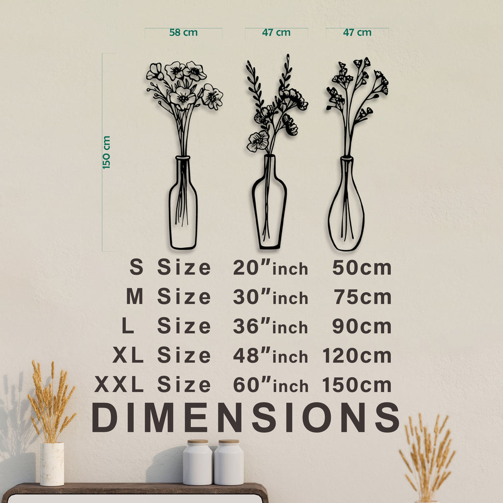 Flowers in Vase Metal Wall Art, Kitchen Metal Wall Decor, Home Garden Lovers Metal Gift, Flowers Metal  Line Wall Decor, Gift for mom