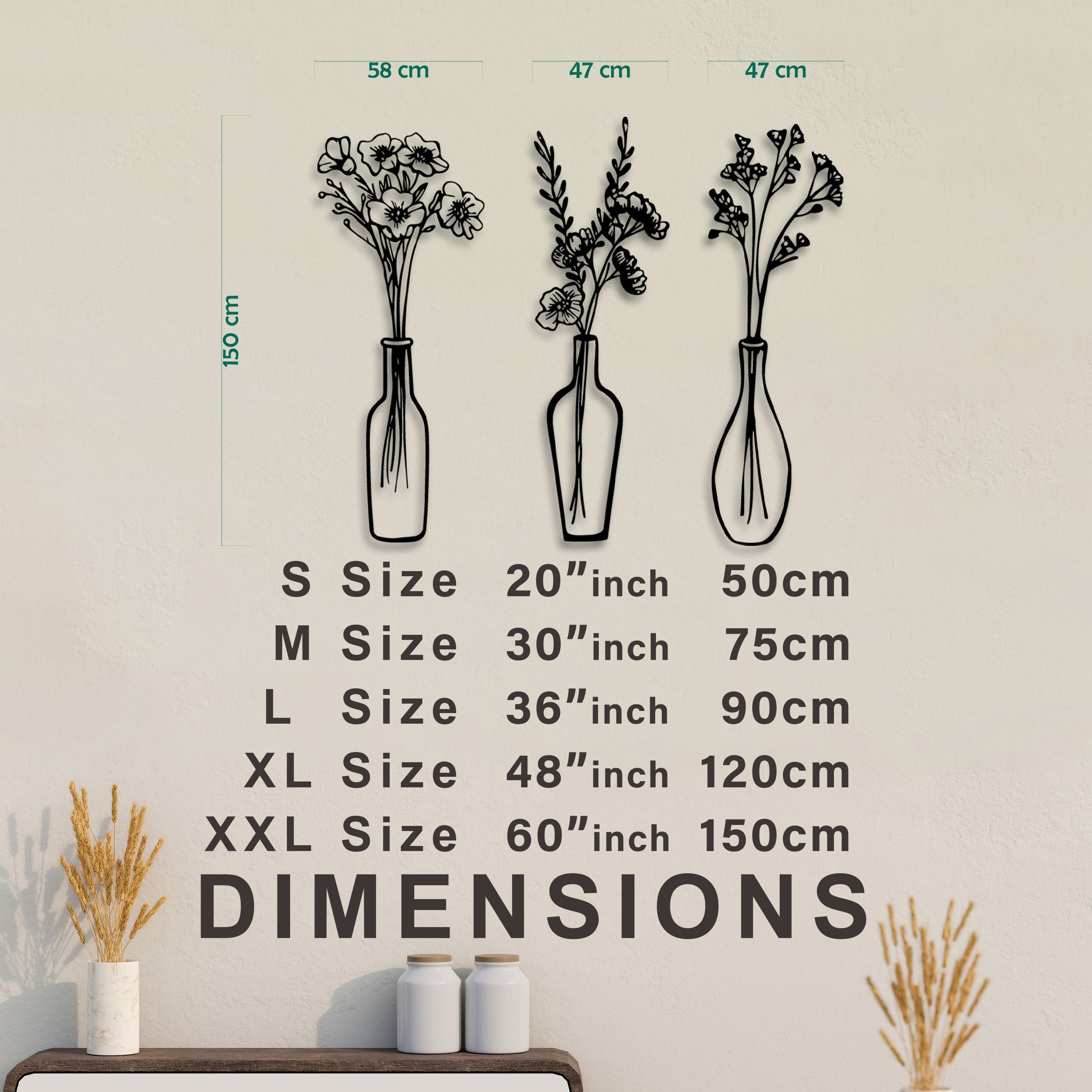 Flowers in Vase Metal Wall Art, Kitchen Metal Wall Decor, Home Garden Lovers Metal Gift, Flowers Metal  Line Wall Decor, Gift for mom