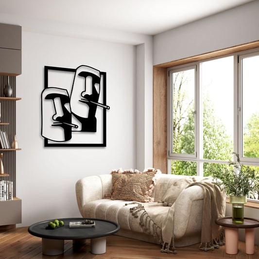 Man Smoking Abstract Metal Wall Art, Picasso Style People Metal Home Decor, Man Cave Metal Gift, Unique Birthday Gift, Valentine's Day Gift