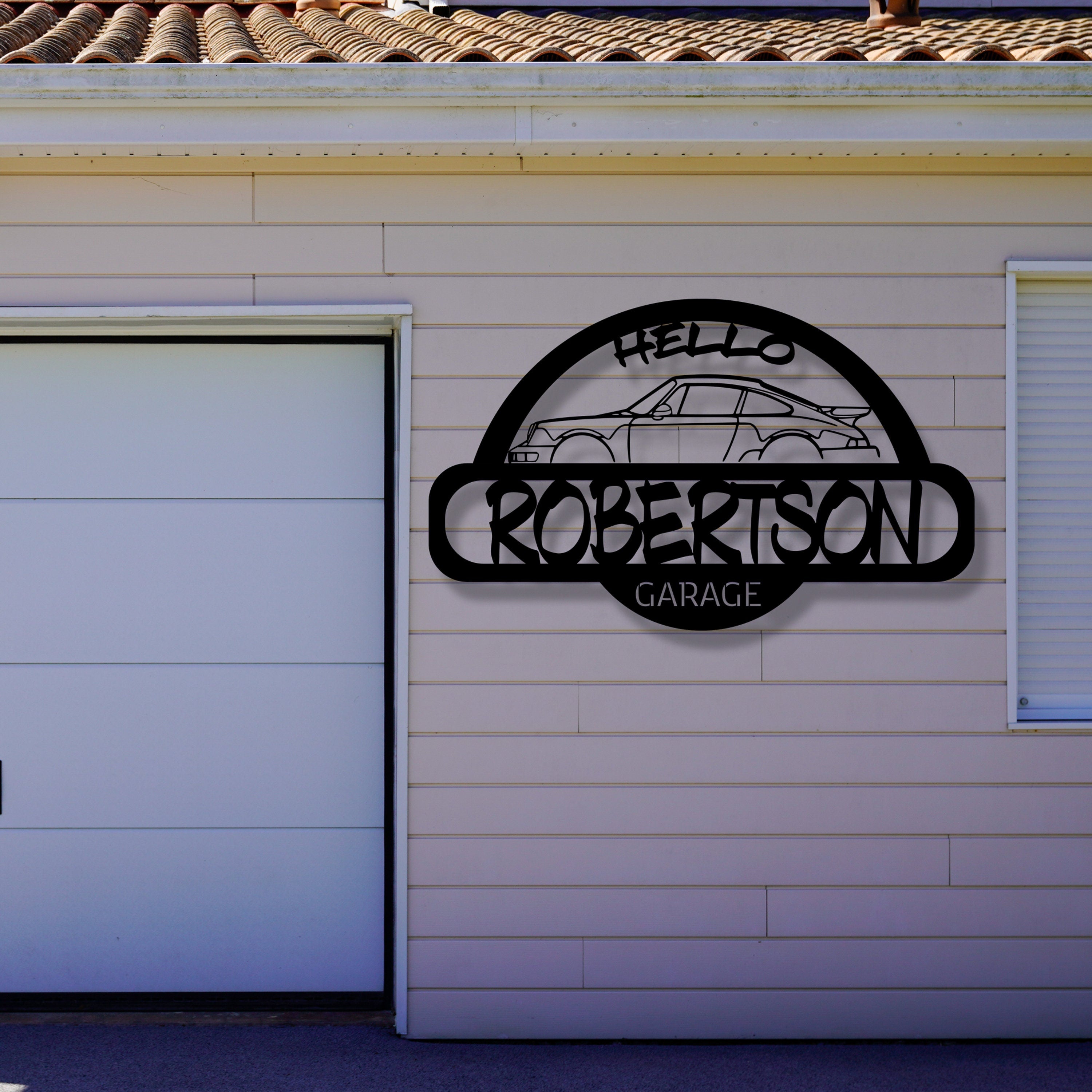Personilazed Metal Garage Sign, Car Silhouet Metal Sign, Custom Metal Garage Name Sign, Auto Showroom Name Sign, Garage Lovers Birthday Gift