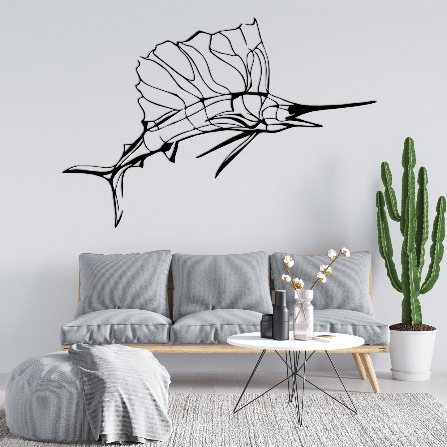 Swordfish Metal Wall Art, Ocean Metal Wall Decor, Nautical Lovers Unique Metal Line Art, Sea Lovers Birthday, Valentine's Day Gift