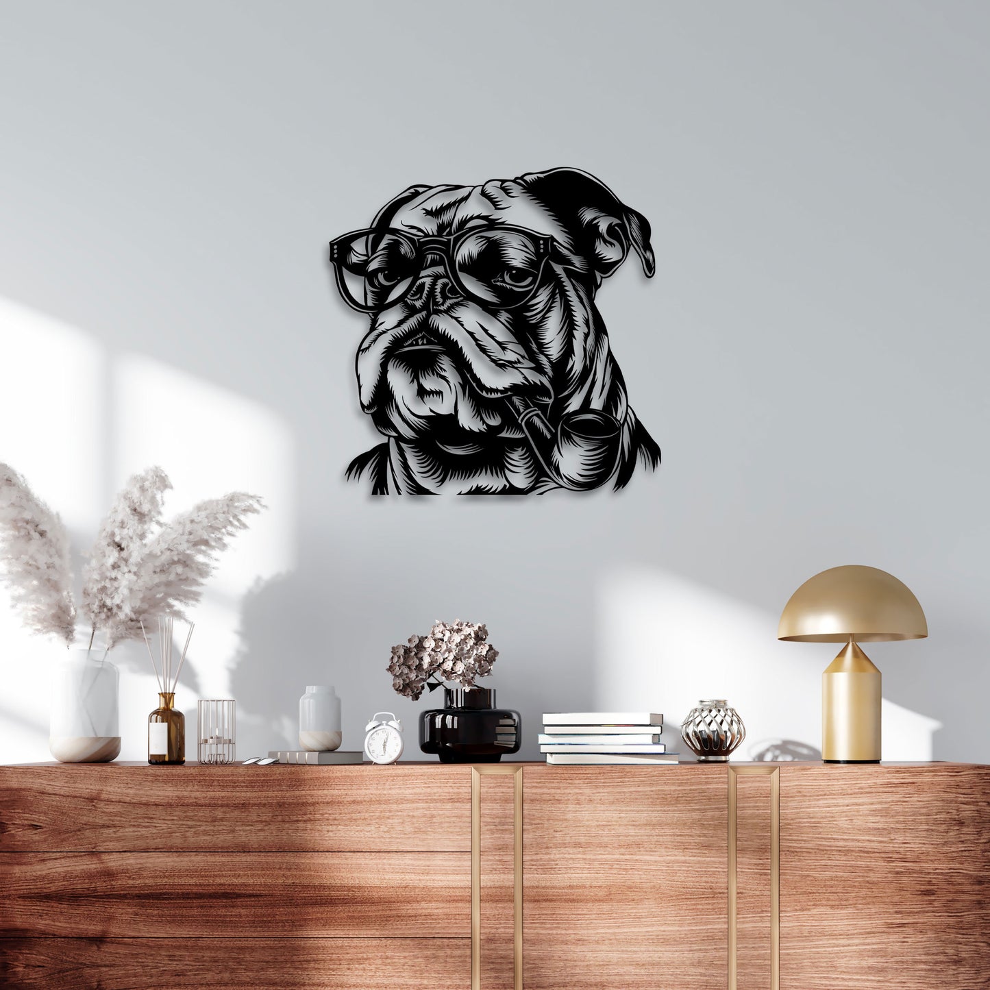 Bulldog Pipe Metal Wall Art, Big Boss Metal Wall Art, Dog Lovers Unique Birthday Gift, Gift for Her, Bedroom Metal Wall Art, Bar Metal Sign