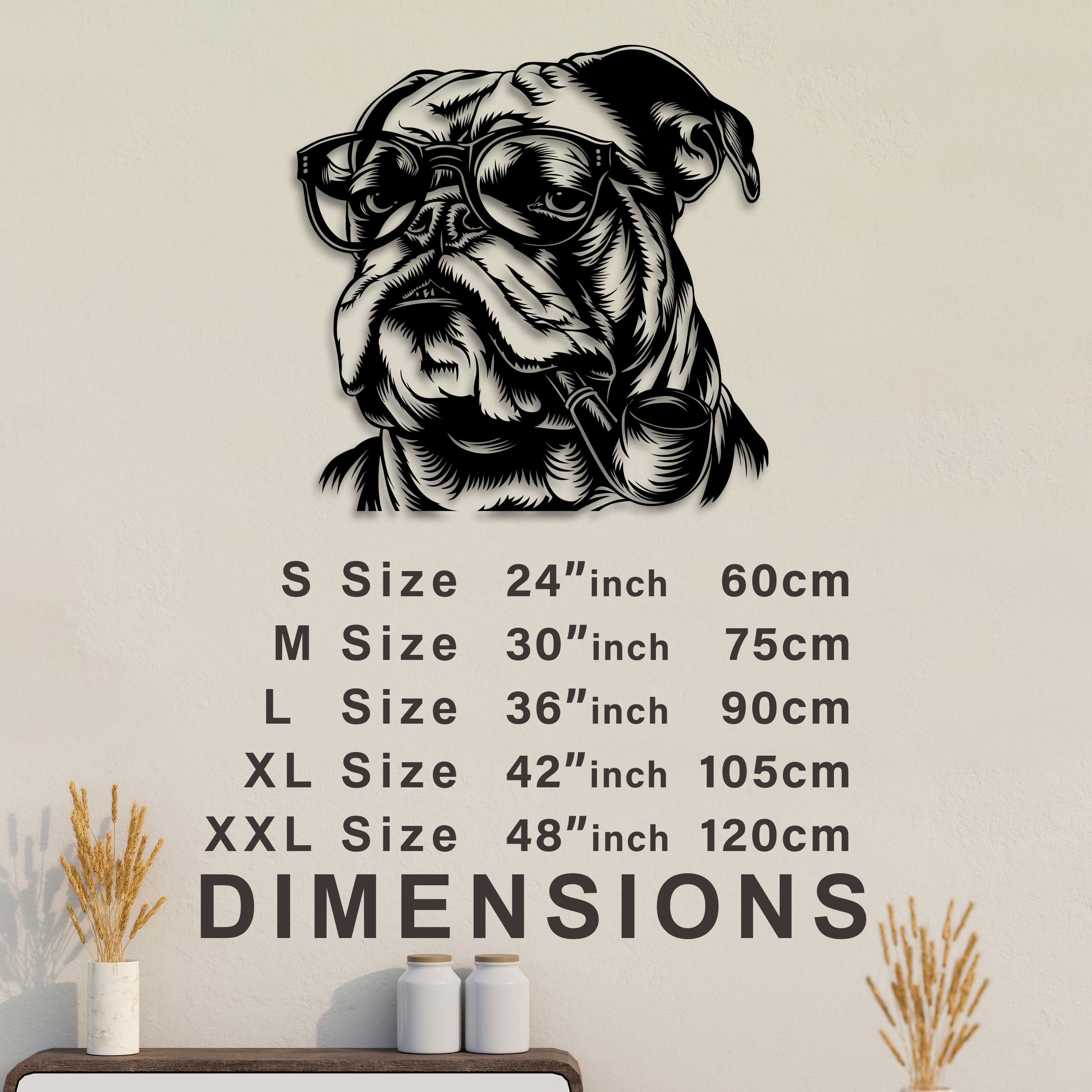 Bulldog Pipe Metal Wall Art, Big Boss Metal Wall Art, Dog Lovers Unique Birthday Gift, Gift for Her, Bedroom Metal Wall Art, Bar Metal Sign