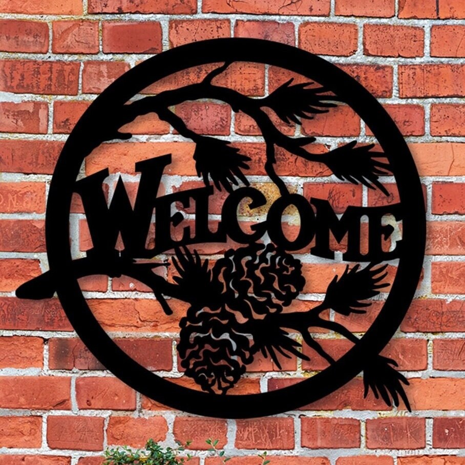 Welcome Metal Wall Art, Unique Home Porch Decor, New House Metal Gift, Welcome Metal Sign, Black Metal Wall Art, Gift for Her, Rustic Decor