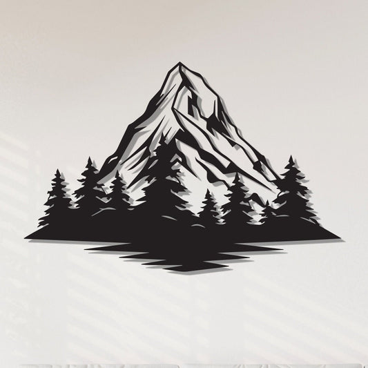 Forest Mountain Metal Wall Art, Pine Metal Wall Art, Unique Headboard Metal Wall Decor, Porch Metal Wall Art, Gift for Her, iconic Wall Art