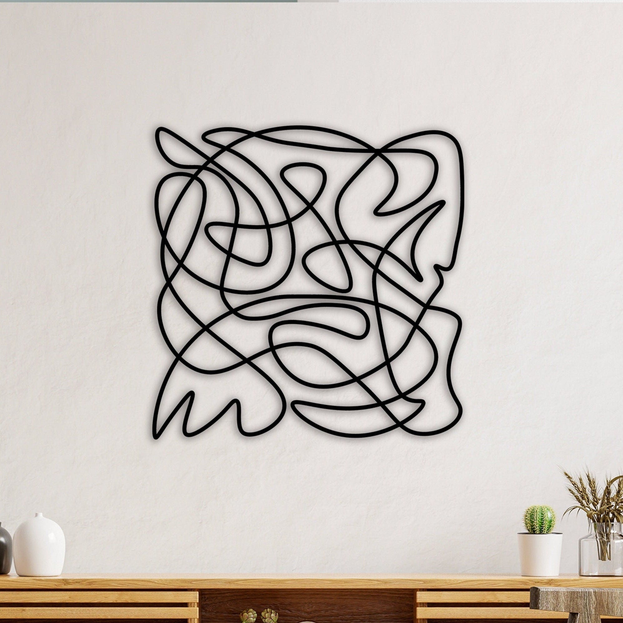 Modern Abstract Metal Line Wall Art, Geometric Line Art Metal Wall Decor, Unique Line Art Gift, Golden Ratio Decor, Valentine's Day Gift
