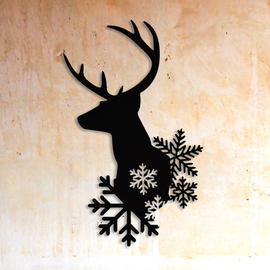 Deer and Snow Metal Wall Art, Deer Metal Wall Decor, Headboard Metal Wall Art, Porch Metal Wall Art, Gift for Her, National Pet Day Gift