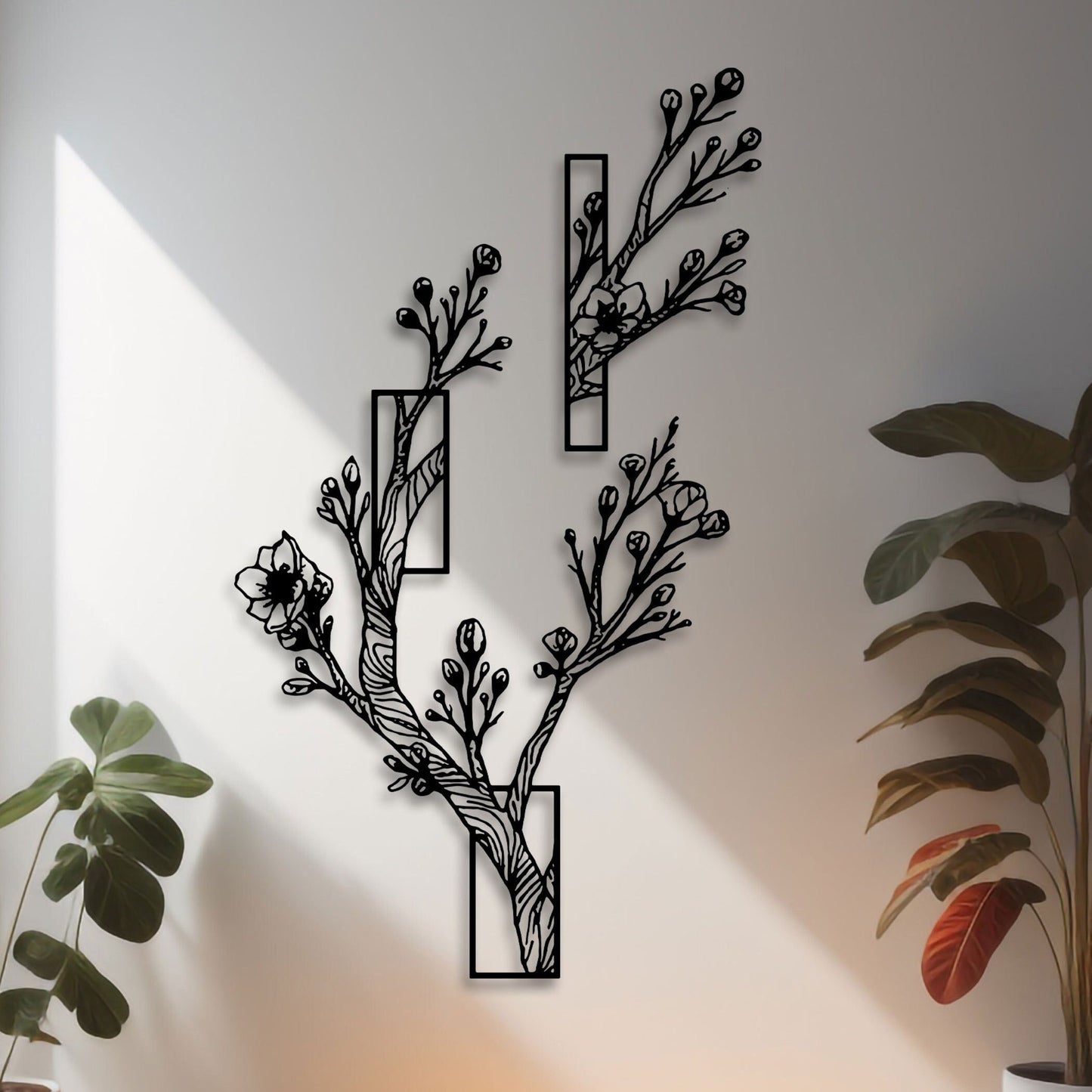 Flovers Rose Metal Wall Art, Tree of Life Wall Decor, Kitchen Metal Wall Art, Yoga Room Metal Wall Art, Gift for Her, Garden Lovers Gift