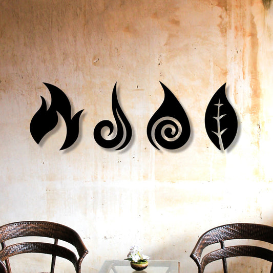 Metal Four Elements Wall Art, Yoga Room Wall Decor, Headboard Wall Art, 4 Elements Wall Art, Unique Birthday Gift, Gift for him