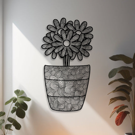 Flowers in Vase Metal Wall Art, House Warden Wall Decor, Gift for him, Valentine's Day Gift, Bathroom Wall Art, Flower Garden Lovers Gift
