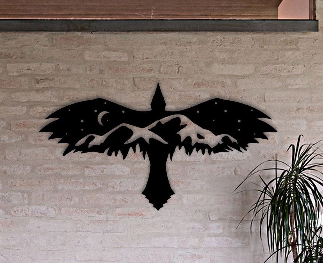Eagle Metal Wall Art, Mountain Metal Home Decor, Unique Birthday Gift, Porch Wall Art, Eagle Lovers Gift, Housewarming, Valentine's Day Gift