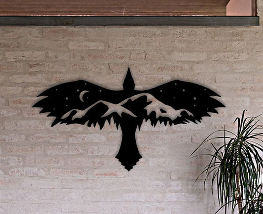Eagle Metal Wall Art, Mountain Metal Home Decor, Unique Birthday Gift, Porch Wall Art, Eagle Lovers Gift, Housewarming, Valentine's Day Gift