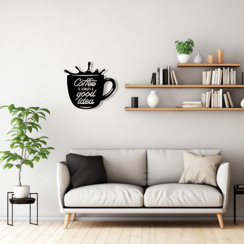 Coffee Time Metal Wall Art - Coffee Bar Entry Decor - Unique Item