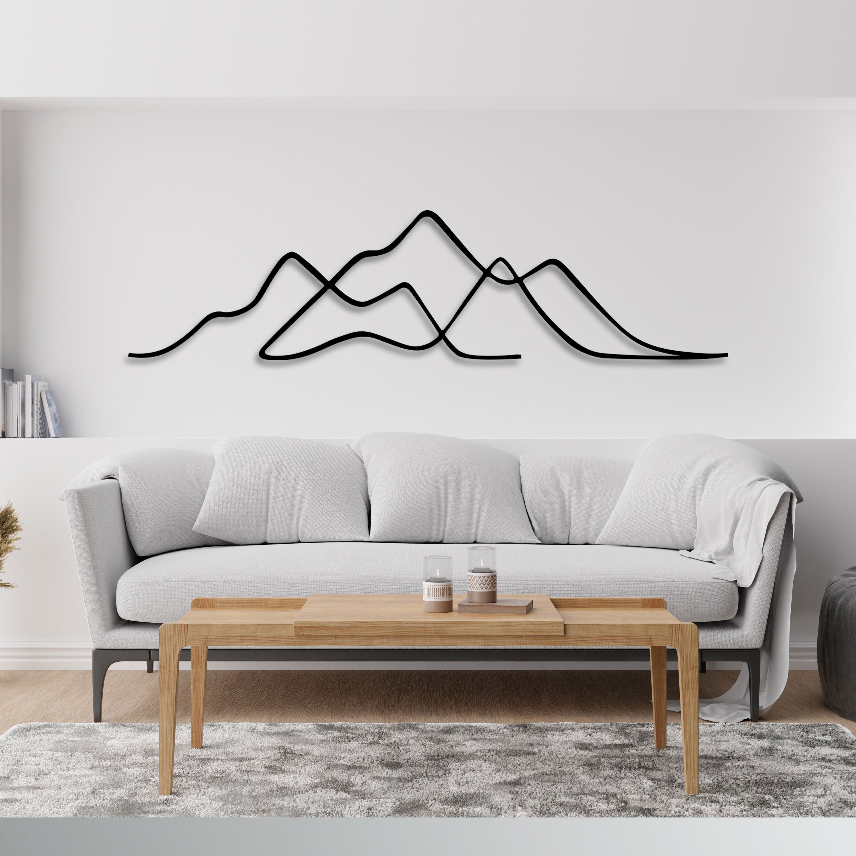 Metal Mountain Wall Line Art, Minimalist Metal Line Art, Mountain Metal Wire Art, Unique Birthday Gift, House Entry Wall Decor, Gift For Her