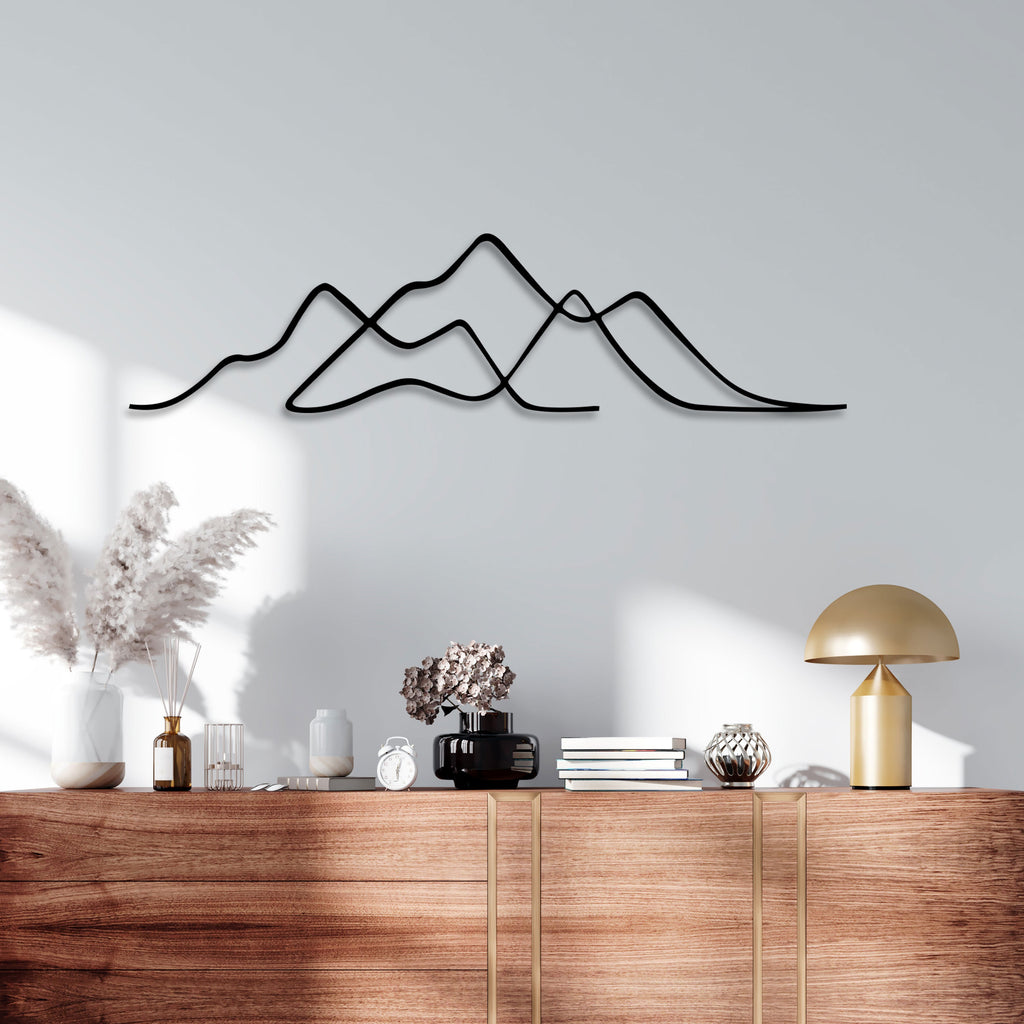 Metal Mountain Wall Line Art, Minimalist Metal Line Art, Mountain Metal Wire Art, Unique Birthday Gift, House Entry Wall Decor, Gift For Her