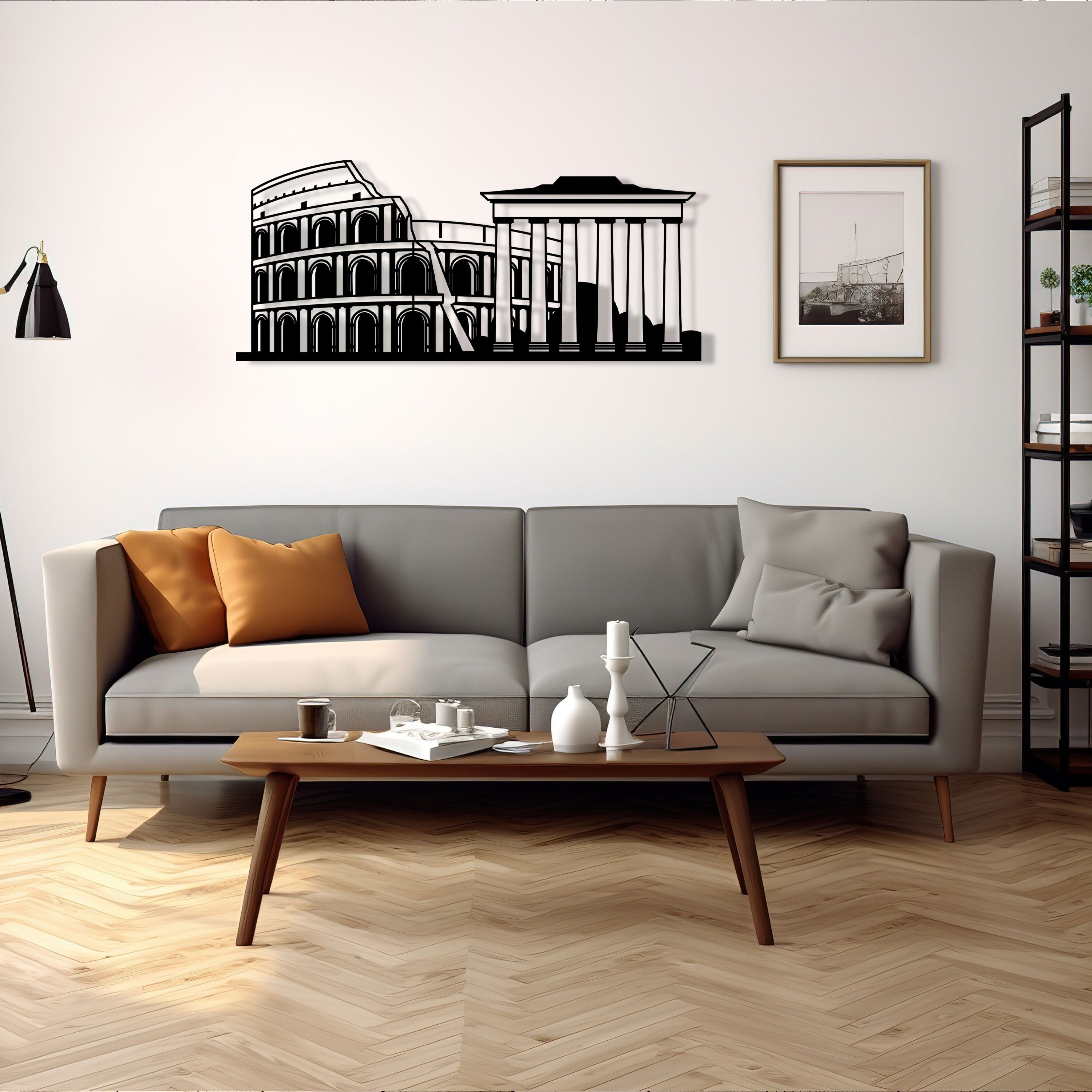 Antique Rome Metal Wall Art - Colosseum Skyline Home Decor - Iconic Birthday Gift