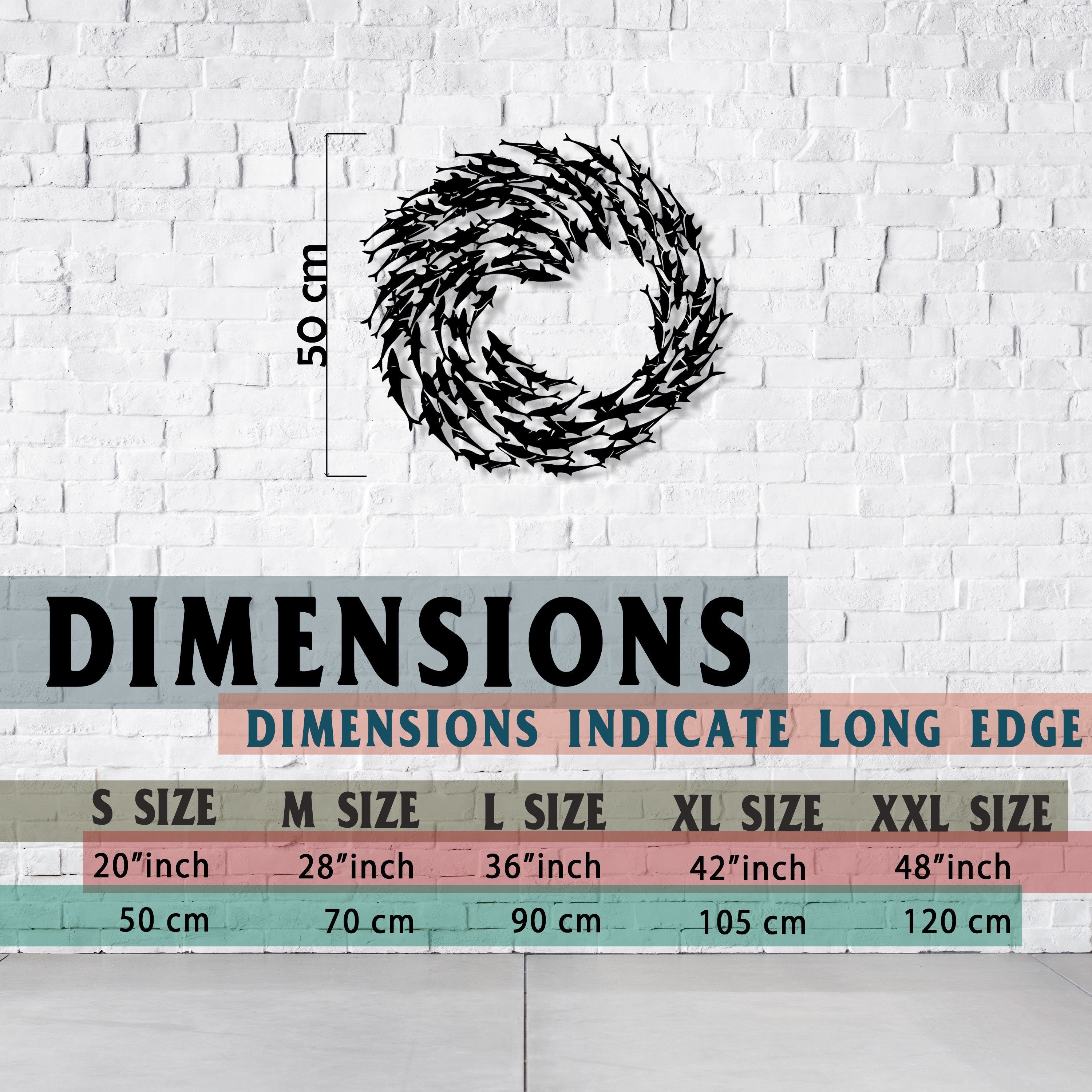 School of Fish Metal Wall Art - Modern Sea Life Decor - Unique Birthday Gift