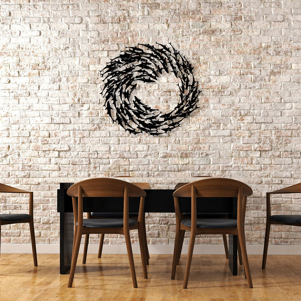 School of Fish Metal Wall Art - Modern Sea Life Decor - Unique Birthday Gift