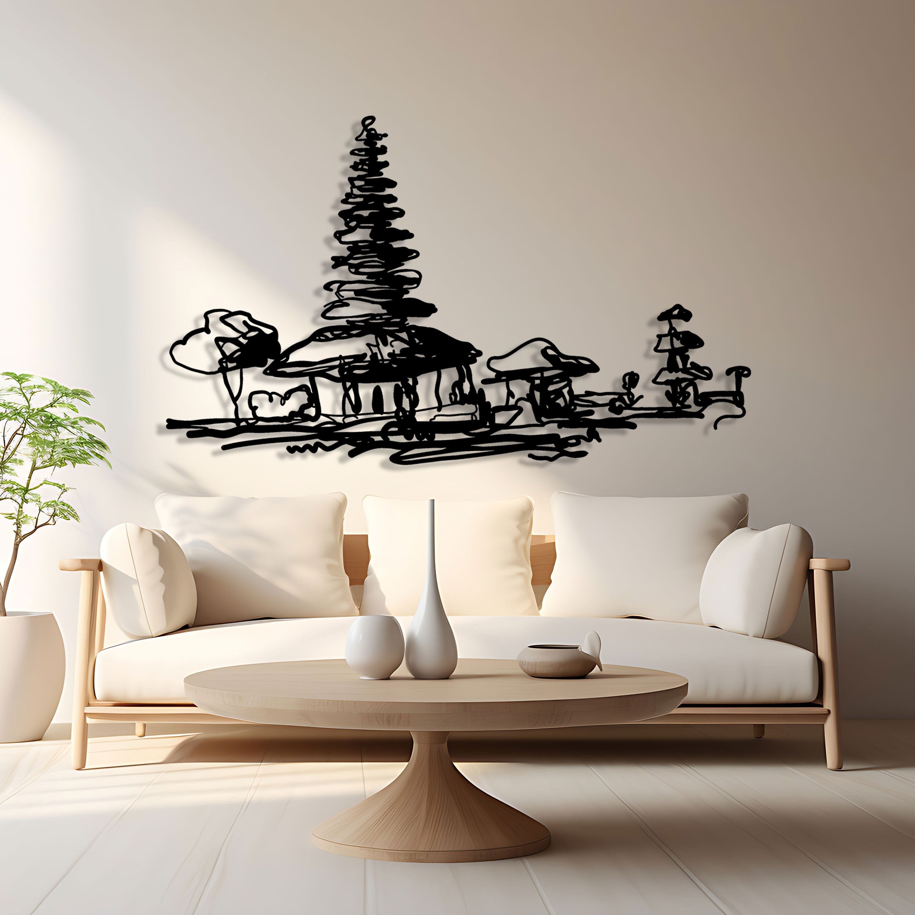 Pine Tree Mountain Metal Wall Art, Kitchen Metal Wall Decor, Outdoor Metal Wall Art, Bestsellers Gift, Unique Birthday Gift, Gift for Her