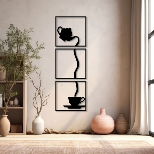 Tea Time Metal Wall Art, Kitchen Metal Wall Art, Coffee Bar Metal Wall Decor, Housewarmin Gift, 3 pcs Metal Deco, Gift for Mom, Easy to Hang