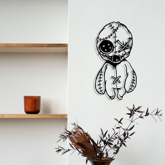 Voodoo Doll Metal Line Art, iconic metal decor, Unique Birthday Gift, Gift for Her, Cartoon Metal Decor, Man Cave Art, Valentine's Day gift