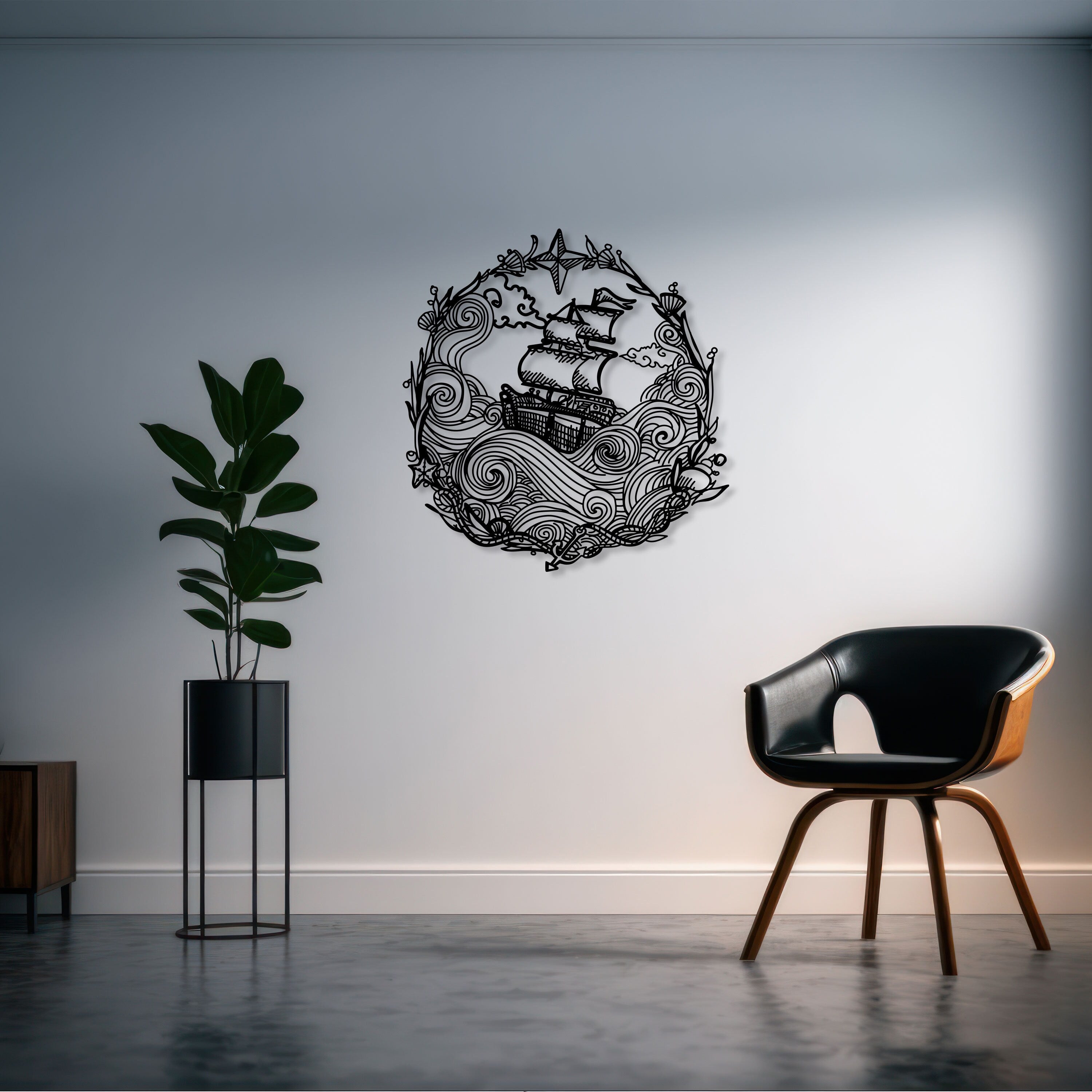Wave Sailor Metal Wall Art - Beach House Decor - Unique Birthday Gift